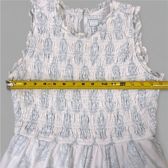 Society Social x Crown & Ivy Newport Maxi Dress Blue White Smocked Women's Sz 8 - Picture 8 of 9